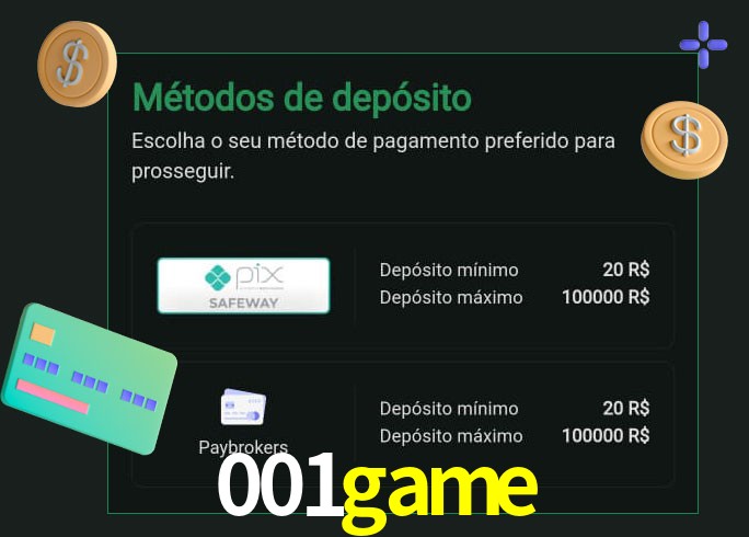 O cassino 001game oferece uma grande variedade de métodos de pagamento